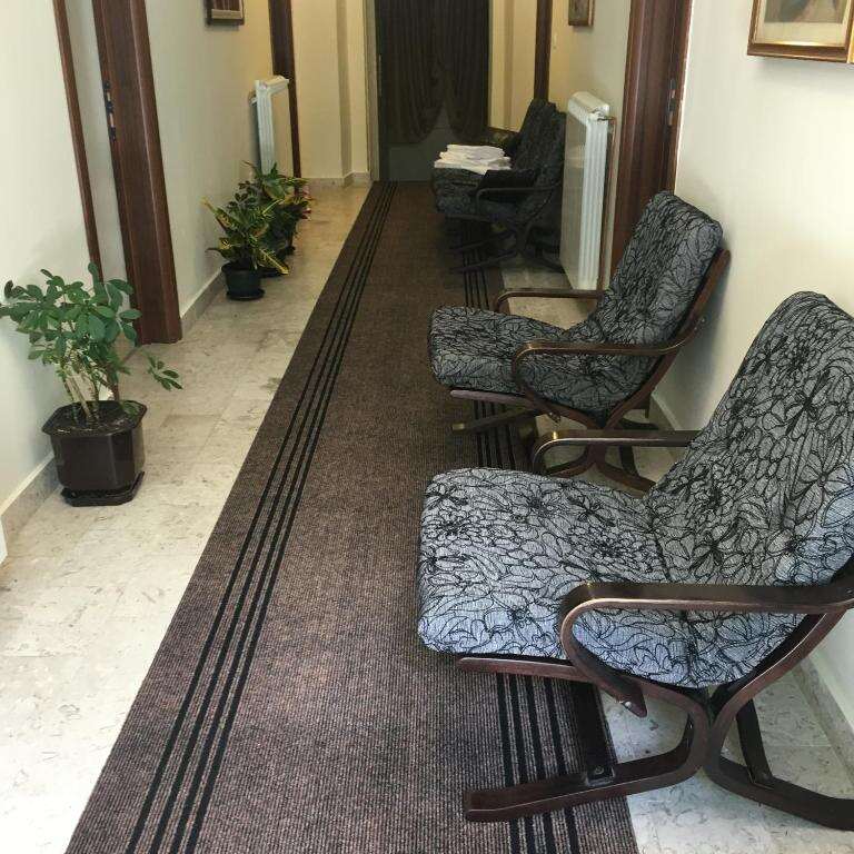 Interior hallway and seating area of the guest house